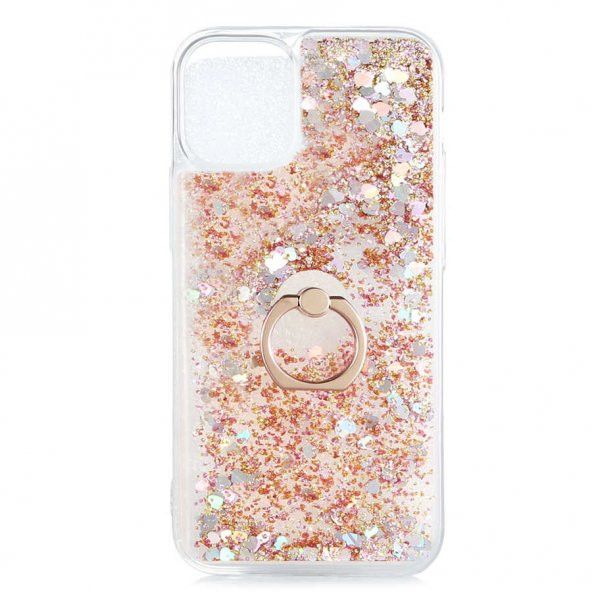 Apple iPhone 12 Mini Kılıf Zore Milce Simli Pullu Yüzüklü Kılıf - Resim 2