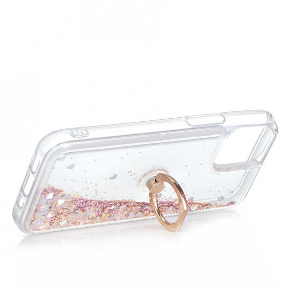 Apple iPhone 12 Mini Kılıf Zore Milce Simli Pullu Yüzüklü Kılıf - Resim 6