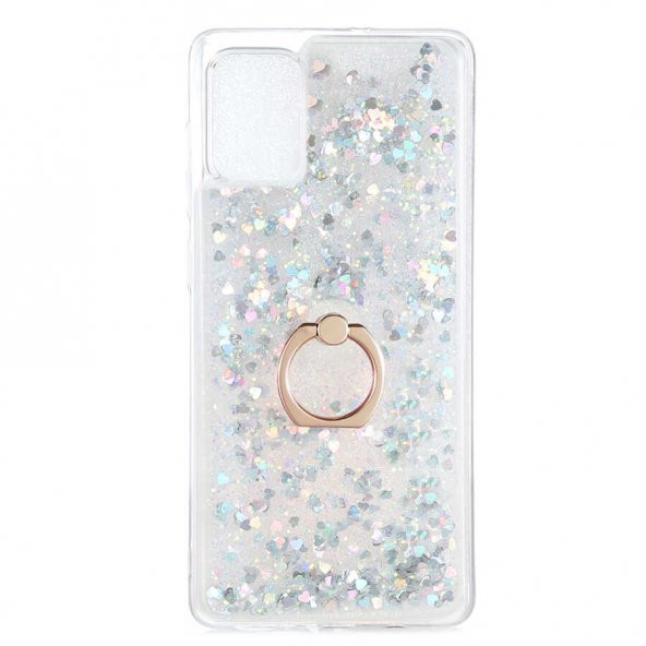 Galaxy A71 Kılıf Zore Milce Simli Pullu Yüzüklü Kılıf - Resim 5