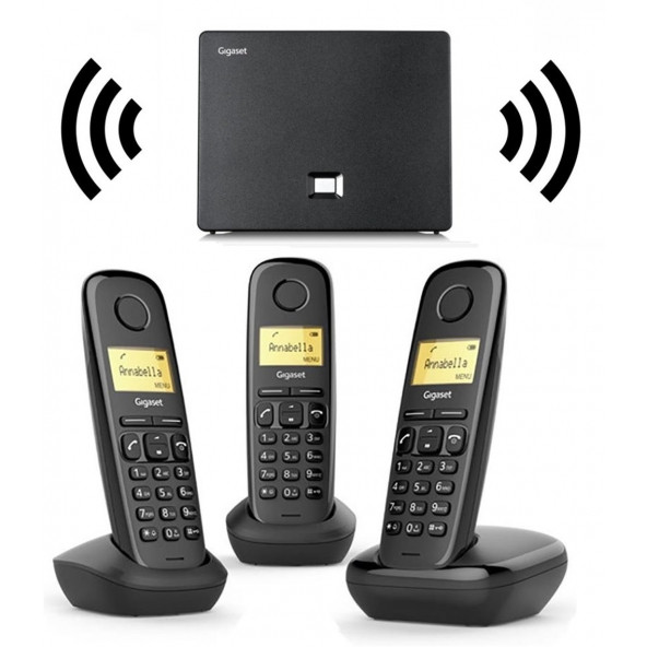 Gigaset 3 Dahili Dect Telsiz Kablosuz Telefon Santrali Siyah