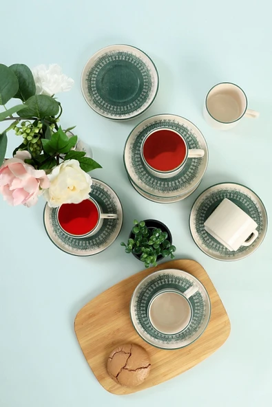Keramika Keraart Maya Stackable Çay Takımı 12 Parça 6 Kişilik - 20789-98 - Resim 7