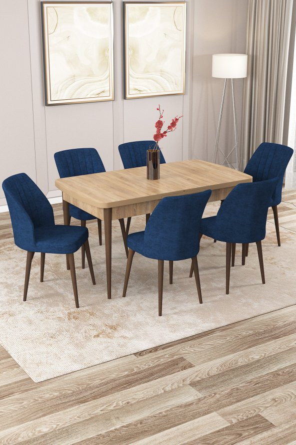 Rovena Zara Meşe Desen 80x132 Mdf Açılabilir Mutfak Masası Takımı 6 Adet Sandalye