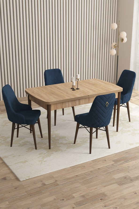 Rovena Flora Meşe Desen 80x132 Mdf Açılabilir Mutfak Masası Takımı 4 Adet Sandalye