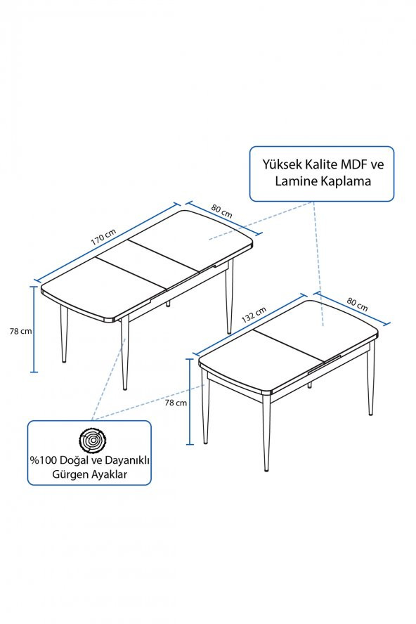 Rovena Arel Barok Desen 80x132 Mdf Açılabilir Mutfak Masası Takımı 4 Adet Sandalye - 3