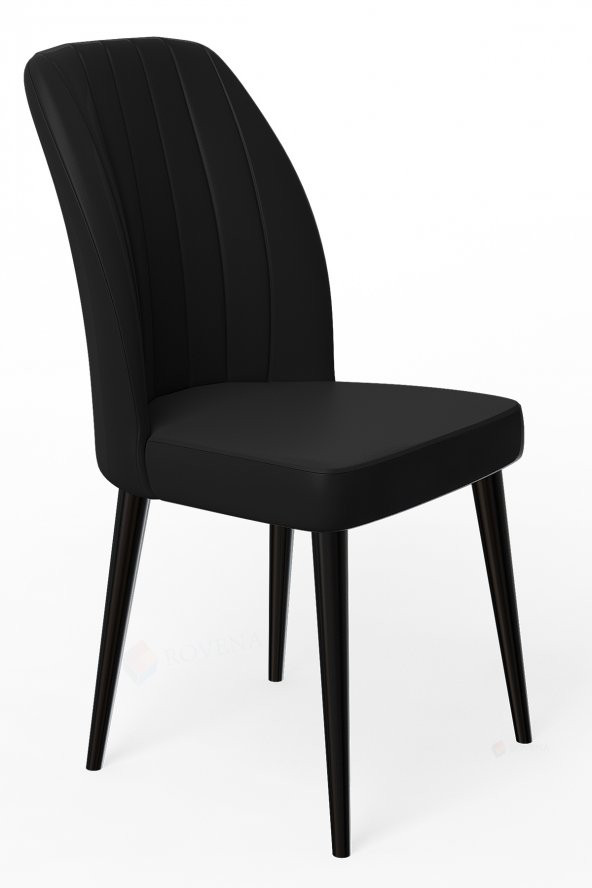 Rovena West 6 Sandalye Siyah Gürgen Ayaklı Siyah Mutfak Sandalyesi