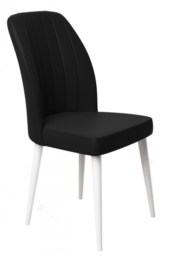 Rovena West 6 Sandalye Beyaz Gürgen Ayaklı Siyah Mutfak Sandalyesi