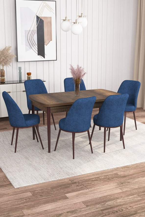 Rovena Leona Barok Desen 80x132 Mdf Açılabilir Yemek Masası Takımı 6 Adet Sandalye