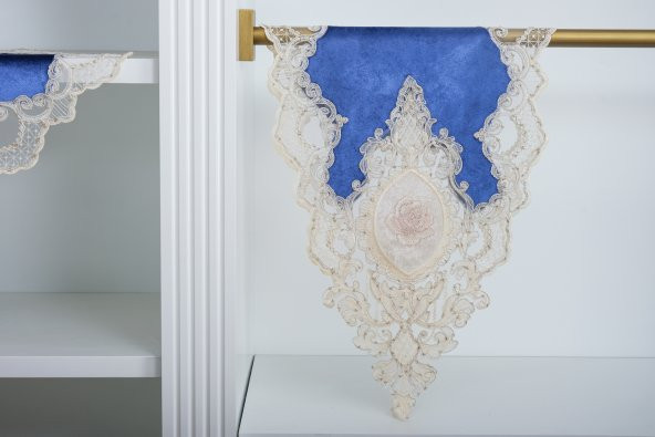 Finezza Öykü Aplikeli Güpürlü Kadife Lila Salon Takımı 5 Parça-1454 - Resim 3