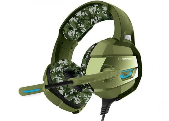 RAMPAGE RM-K5 CAMUFLAJE KAMUFLAJ 7.1 SURROUND SOUND SYSTEM USB MİKROFUNLU OYUNCU KULAKLIK