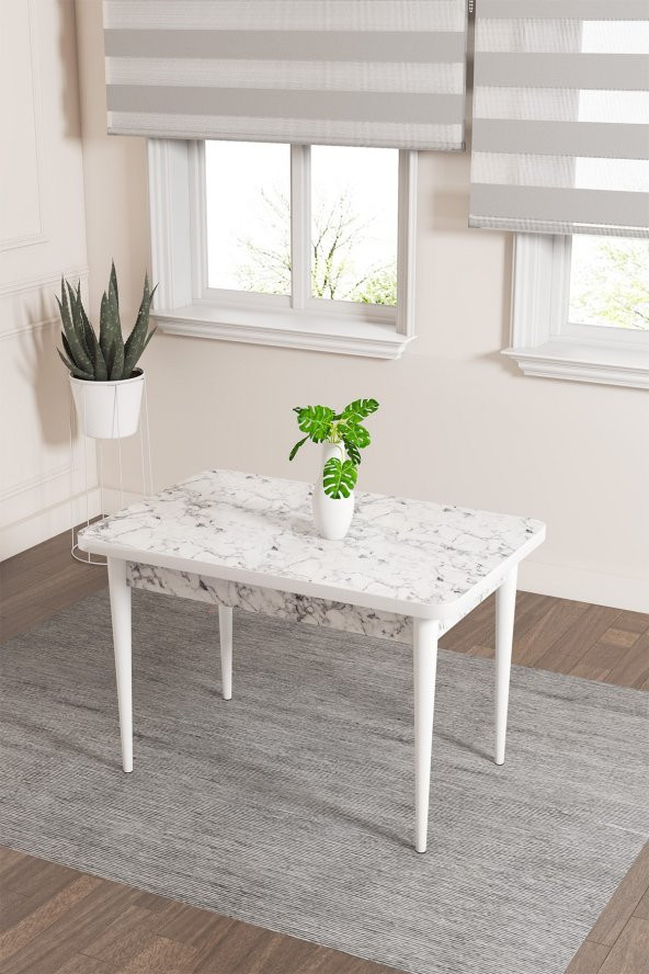 Rovena Raum Beyaz Mermer Desen 70x110 Sabit Yemek Odası Takımı 2 Sandalye - 2