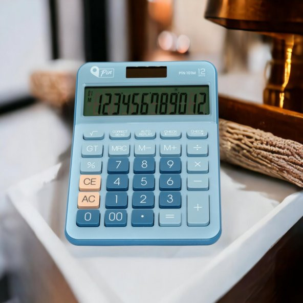 Pin 12 Hane Mavi Masaüstü Hesap Makinesi PİN 101M - 3