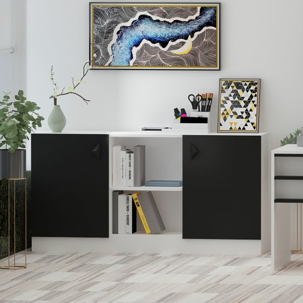 GİVAYO ORİON OFİS KONSOL DOLAP SİYAH BEYAZ - 1