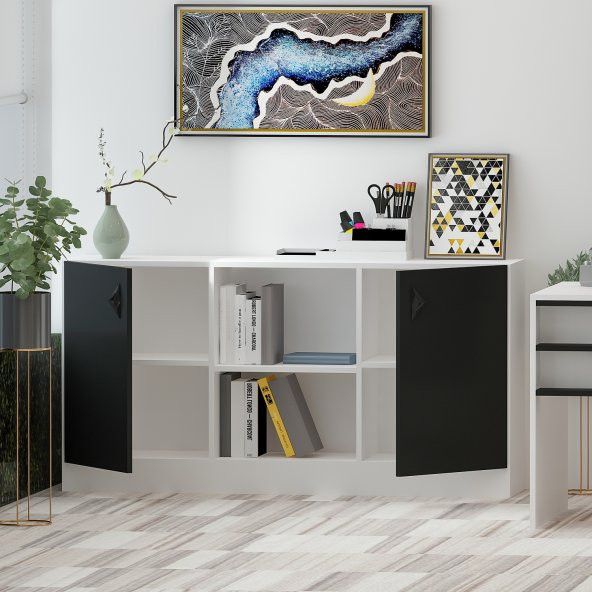 GİVAYO ORİON OFİS KONSOL DOLAP SİYAH BEYAZ - 2
