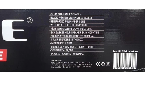 Massive Ms-m8tx 20 Cm Midrange Hoparlör 400 Wat Maximum Power Çift Fiyatıdır MS-M8TX - 3