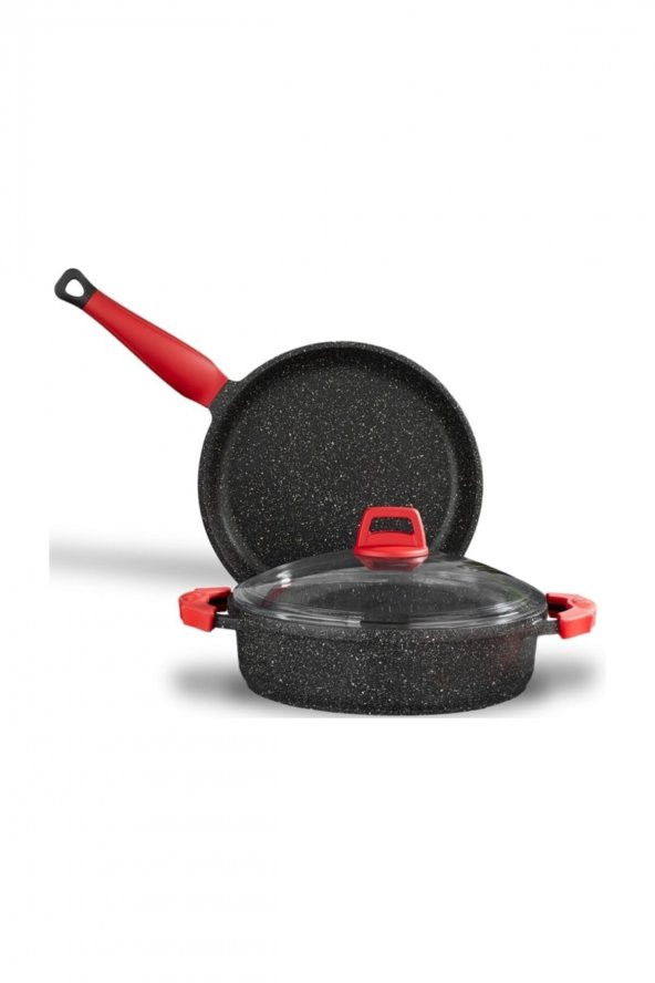 Gls 3 Parça Alüminyum Granit Döküm Tencere Tava Seti 26 cm