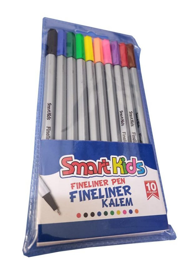 10 Renk Fineliner Kalem 0.4mm İnce Keçe Uçlu Kalem 1 Paket Smart Kids Fineliner Keçe Uçlu Kalem Seti - 2