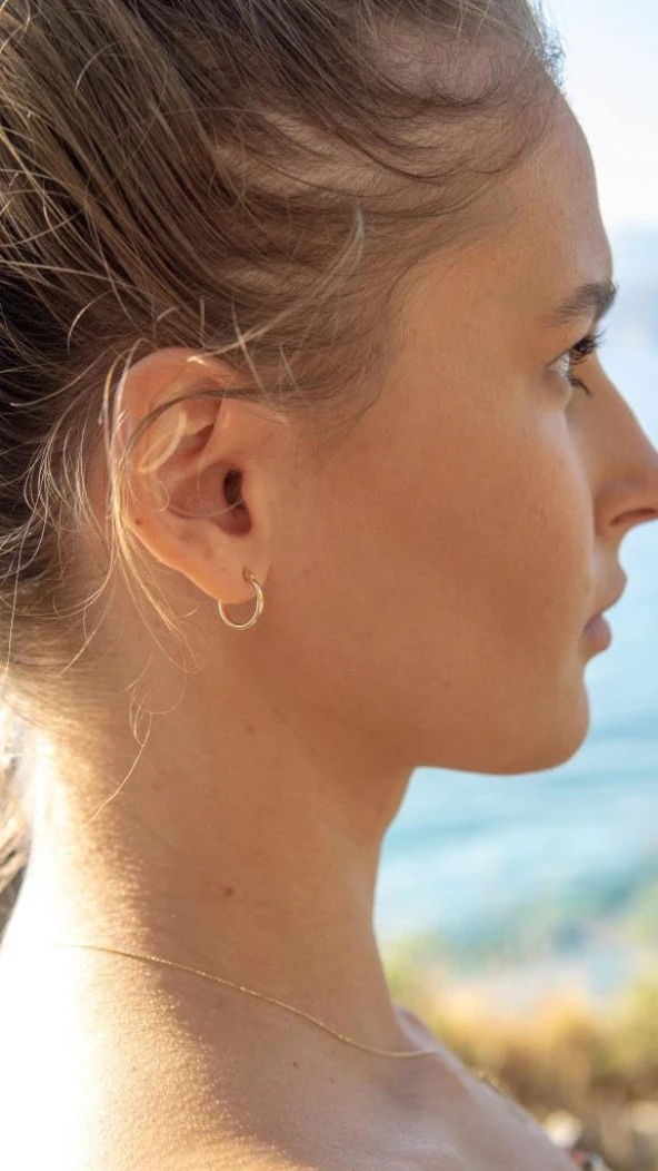 Altın Halka Küpe 1 Cm Tekli - Resim 2