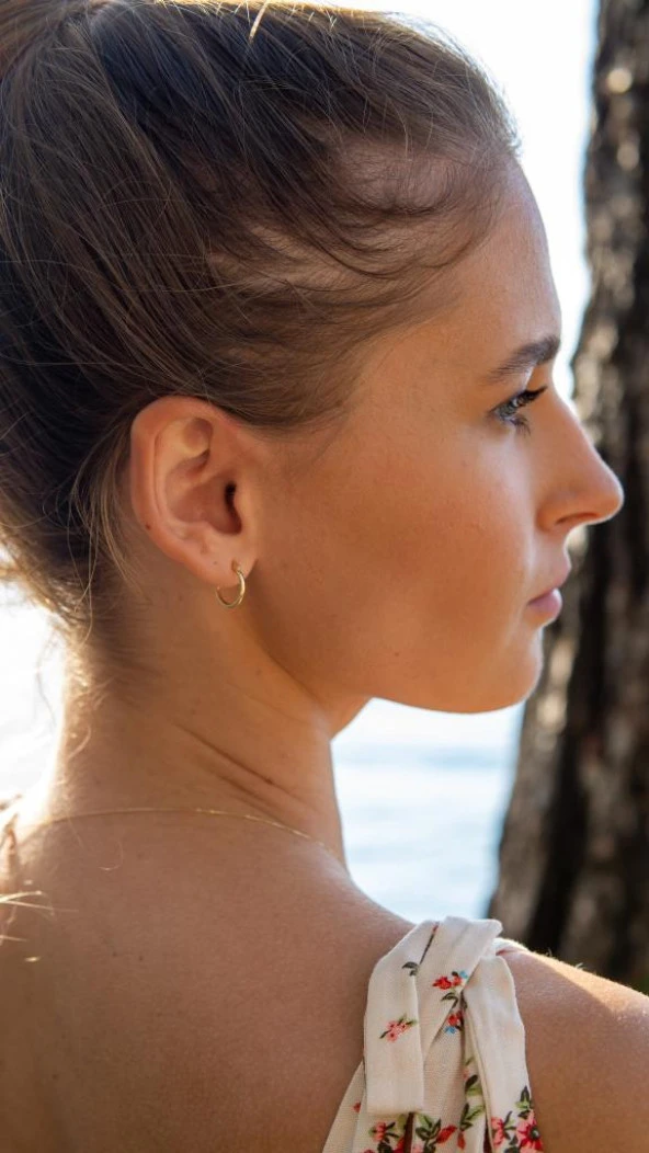 Altın Halka Küpe 1 Cm Tekli - Resim 4