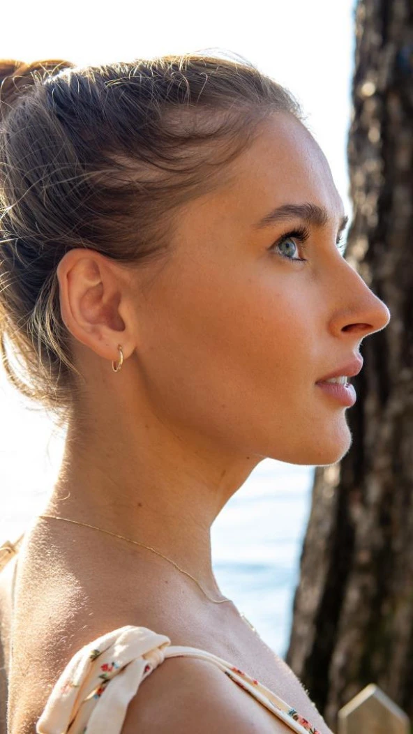 Altın Halka Küpe 1 Cm Tekli - Resim 6