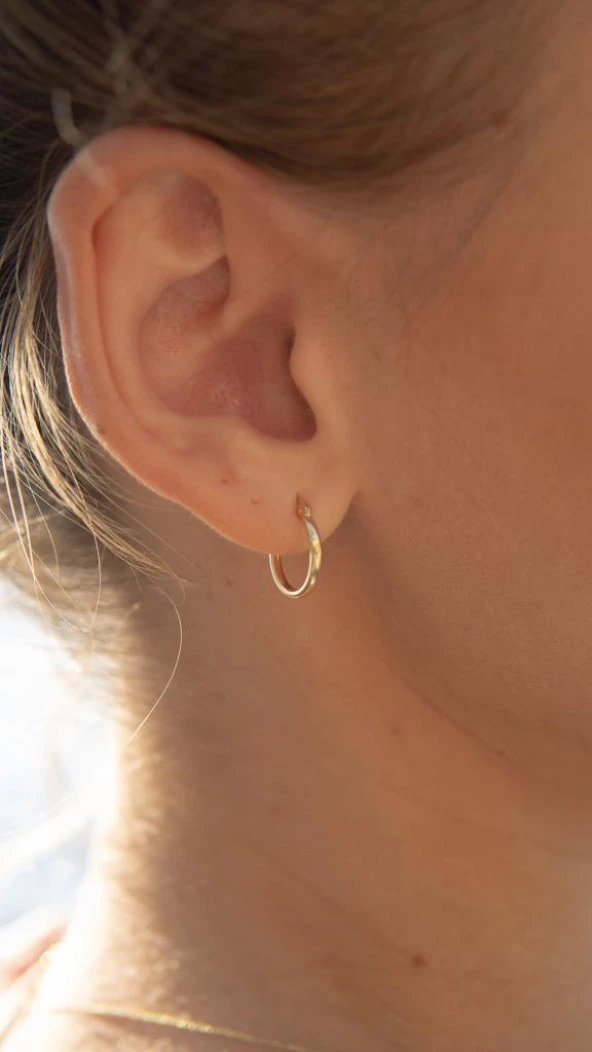 Altın Halka Küpe 1 Cm Tekli - Resim 9