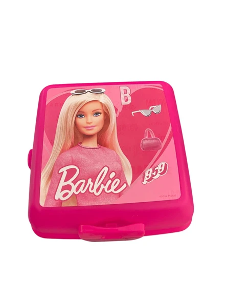 Barbie Beslenme Kutusu Pembe 4 Bölmeli Kız Figürlü 1 Adet Yemek Saklama Kabı Pembe Beslenme Çantası