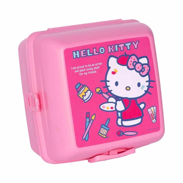 Hello Kitty Beslenme Kutusu Pembe 4 Bölmeli Kız Figürlü 1 Adet Yemek Saklama Kabı Pembe Beslenme Çantası