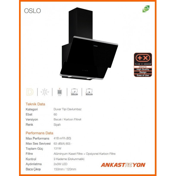 Silverline 3490 Oslo Siyah Cam Davlumbaz 60 Cm - 2