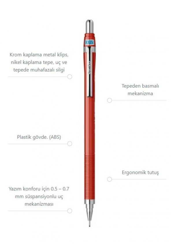 Scrikss Simo R&D Japan Uçlu Kalem Kırmızı 0.5 1 Adet ve Mikro 0,5 Versatil Kalem Uçu Siyah 3 Paket