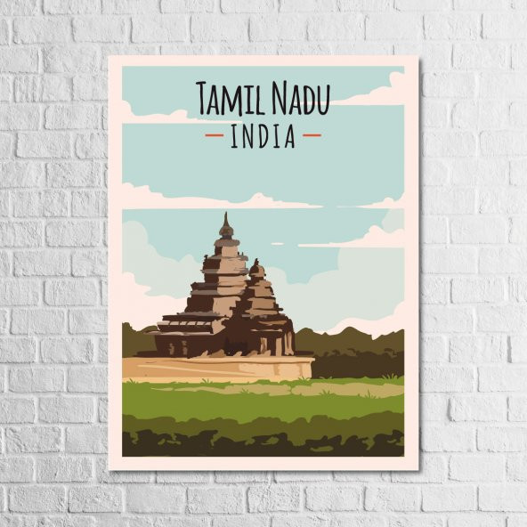 Tamil Nadu 13,5x18 Ahşap Retro Tablo