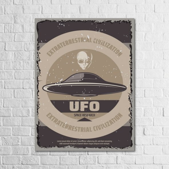 UFO 13,5x18 Ahşap Retro Tablo