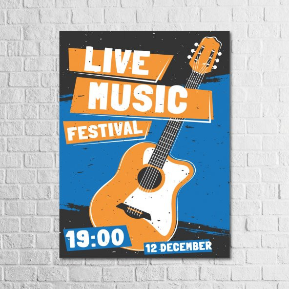 Live Music Festival 13,5x18 cm Ahşap Retro Tablo