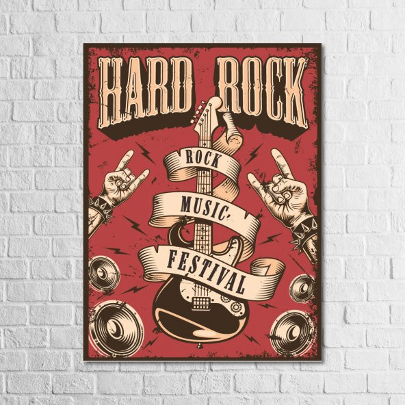 Hard Rock Festival 13,5x18 cm Ahşap Retro Tablo