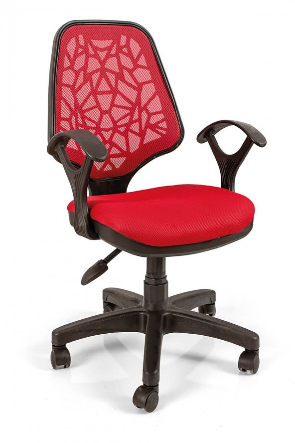 Sers Kırmızı Ofis Büro Koltuğu-krom Çalışma Sandalyesi