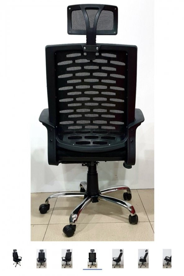 Fabrika Fileli Yönetici Makam Koltuğu- Siyah Başlıklı Büro Ofis Müdür Koltuğu-bilgisayar Çalışma Sandalyesi - 3