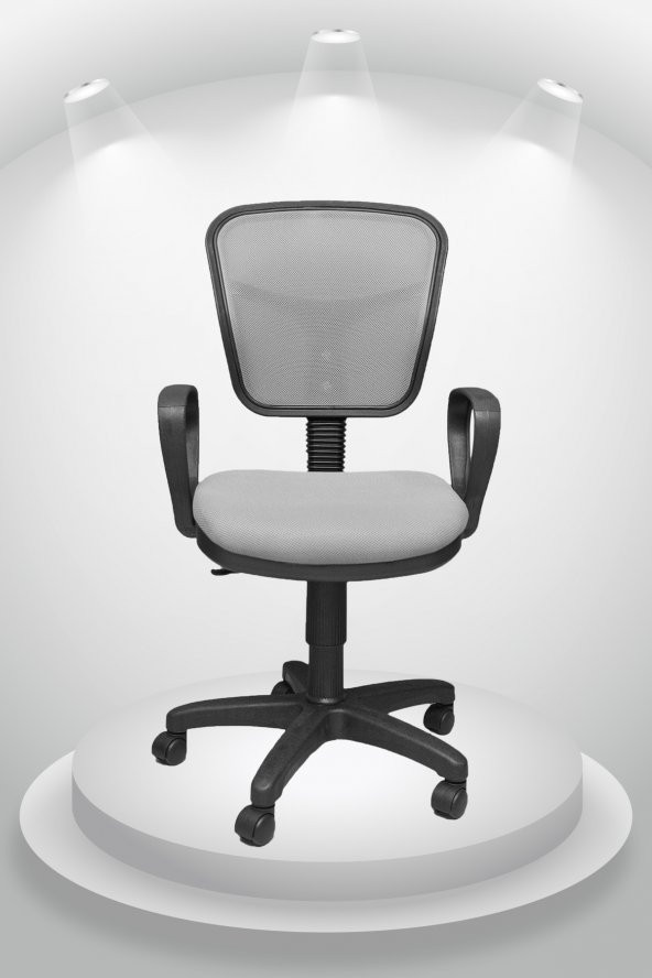 Porziyon Depar Plastik - Fileli Ofis Büro Öğrenci Çalışma Koltuğu - Sandalyesi Gri