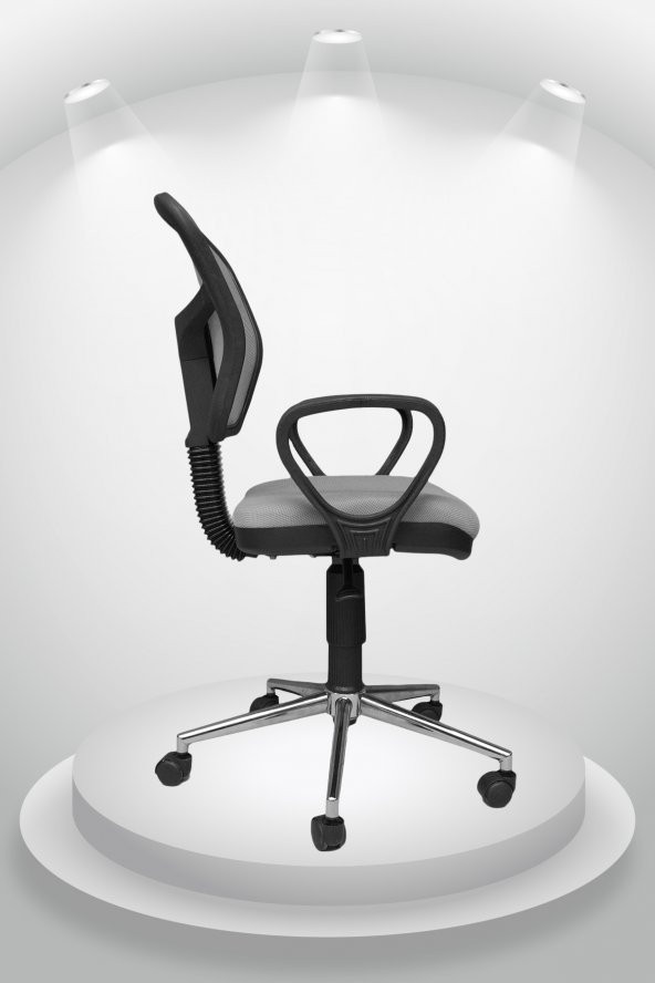Porziyon Depar Krom - Fileli Ofis Büro Öğrenci Çalışma Koltuğu - Sandalyesi Gri - 3