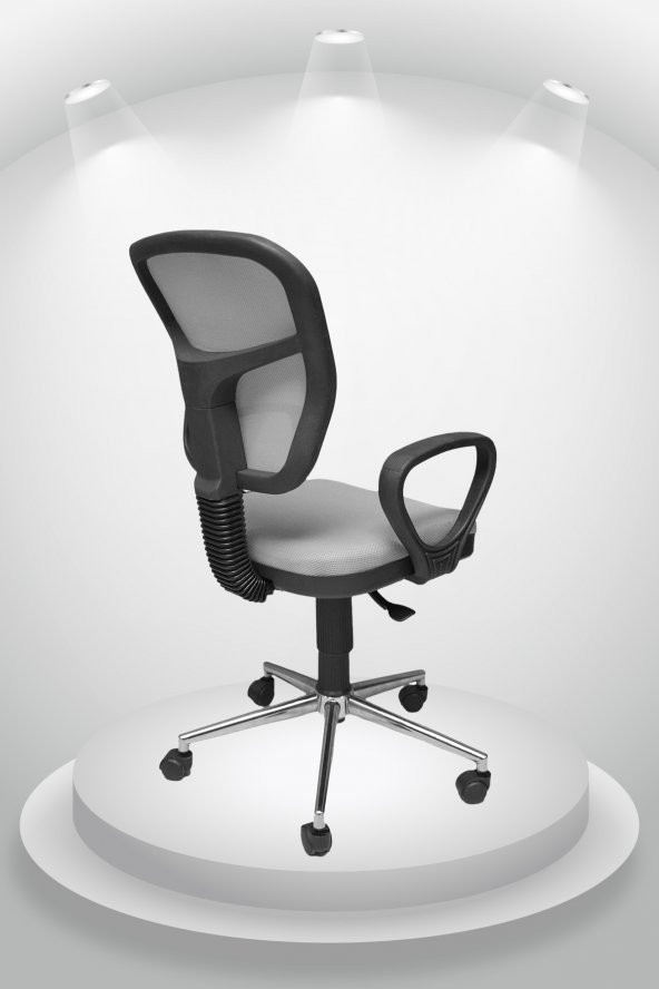 Porziyon Depar Krom - Fileli Ofis Büro Öğrenci Çalışma Koltuğu - Sandalyesi Gri - 4