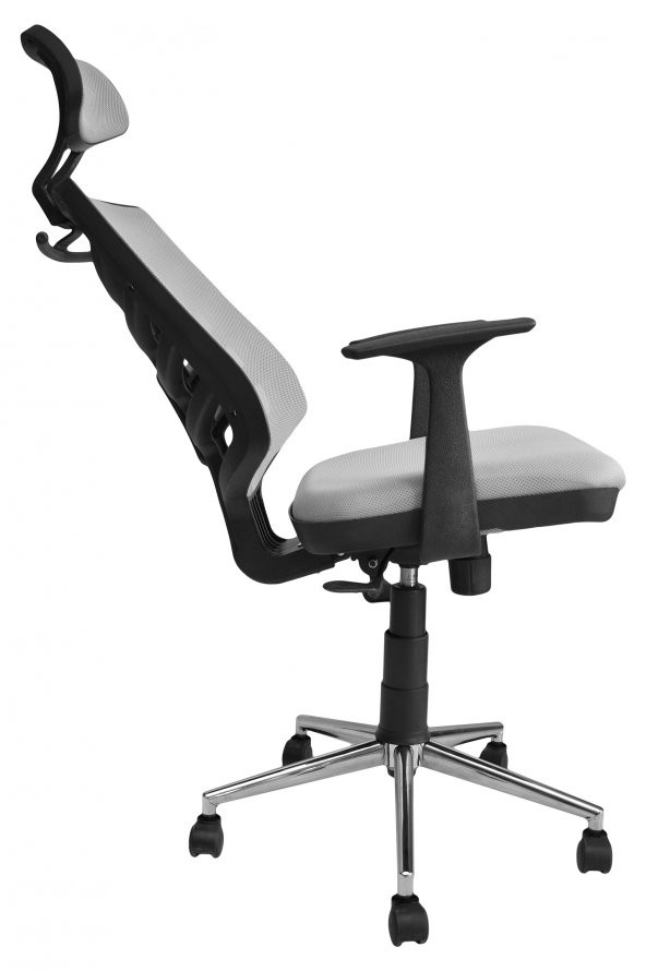 Porziyon Piramit Gri Krom Fileli Ofis Büro Öğrenci Çalışma Koltuğu - Sandalyesi - 3