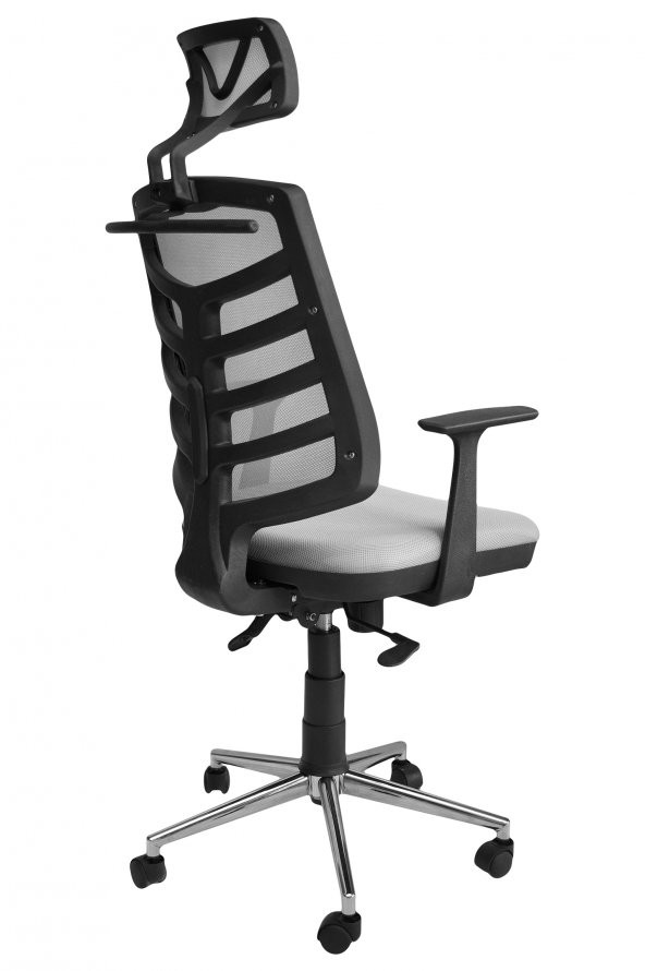 Porziyon Piramit Gri Krom Fileli Ofis Büro Öğrenci Çalışma Koltuğu - Sandalyesi - 4