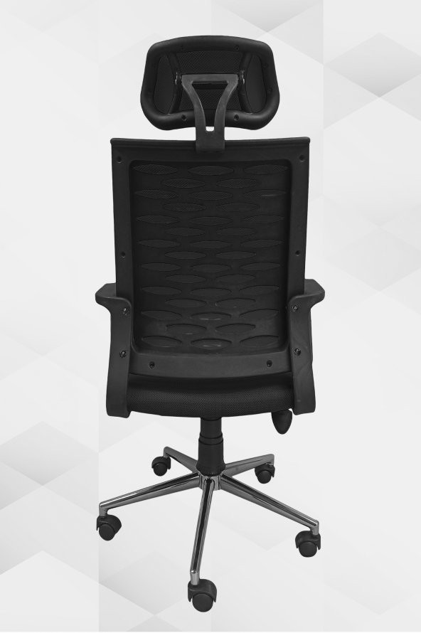 Porziyon Atlas Fileli Krom Yönetici Ofis Büro Bilgisayar Çalışma Koltuğu - Sandalyesi - 4