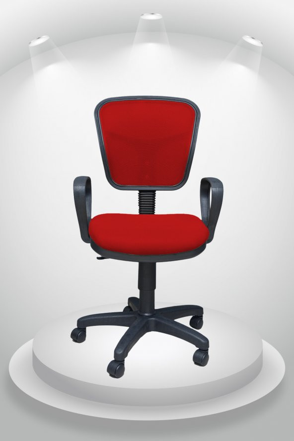 Porziyon Depar Plastik - Fileli Ofis Büro Öğrenci Çalışma Koltuğu - Sandalyesi Kırmızı - 2