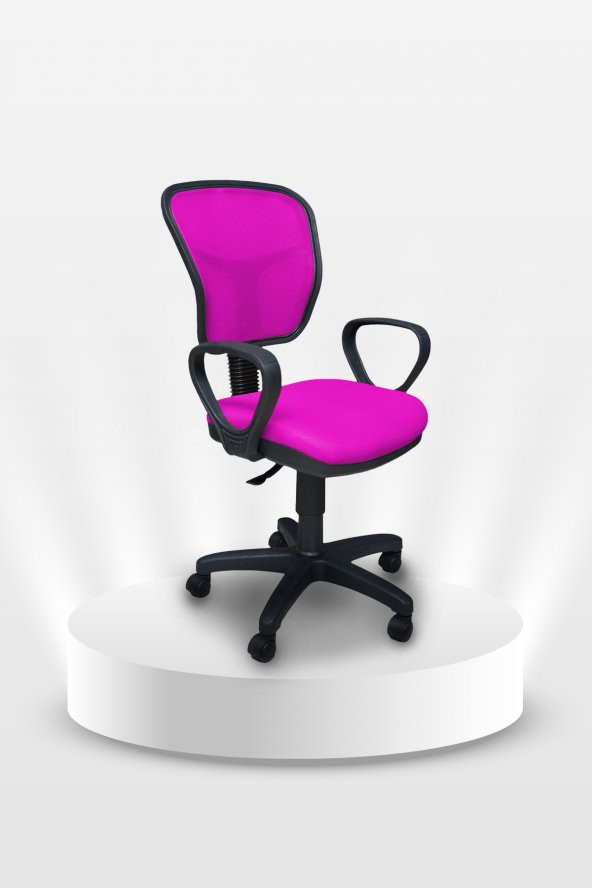 Porziyon Depar - Fileli Ofis Büro Öğrenci Çalışma Koltuğu - Sandalyesi Pembe - 2