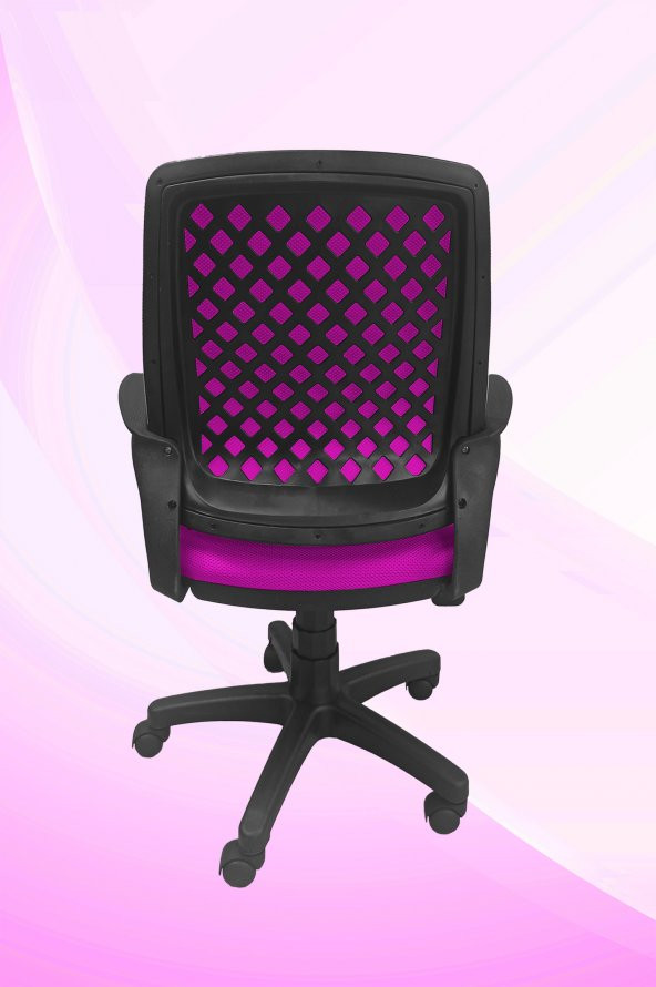 Porziyon Depar - Fileli Ofis Büro Öğrenci Çalışma Koltuğu - Sandalyesi Pembe - 4
