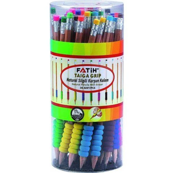 Fatih Kurşun Kalem Taiga Natural Renkli Eva Grip Silgili 36 LI