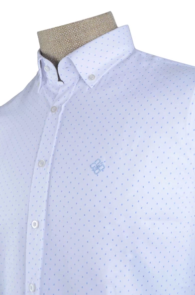 Cengiz İnler Küçük Puantiye Desenli Slim Fit Erkek Gömlek - Resim 2