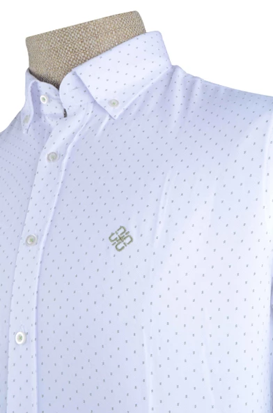 Cengiz İnler Küçük Puantiye Desenli Slim Fit Erkek Gömlek - Resim 10