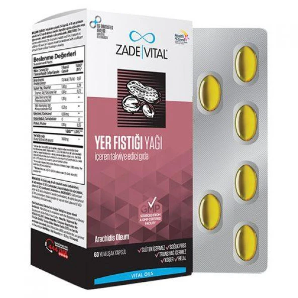 Zade Vital Yer Fıstığı Yağı Blister 60 Bitkisel Kapsül