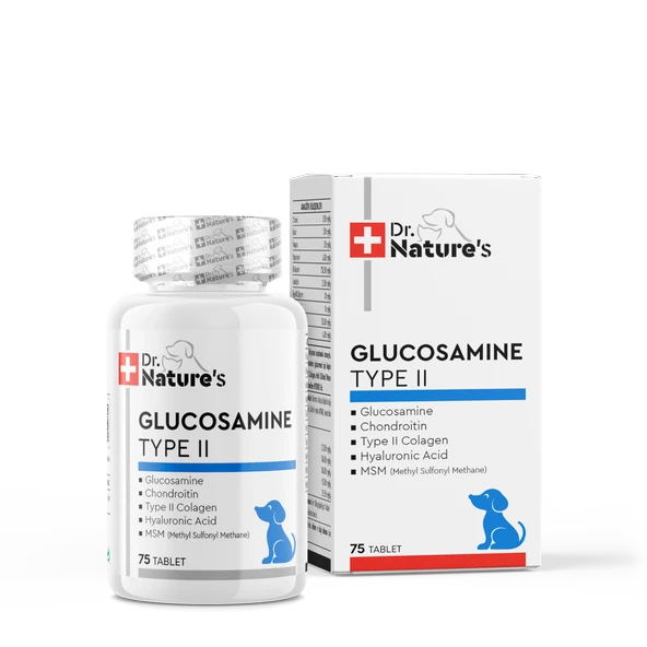 Drnatures DOG GLUCOSAMINE TYPE II Köpeklerde eklem destekleyici besin takviyesi (75 Tablet)