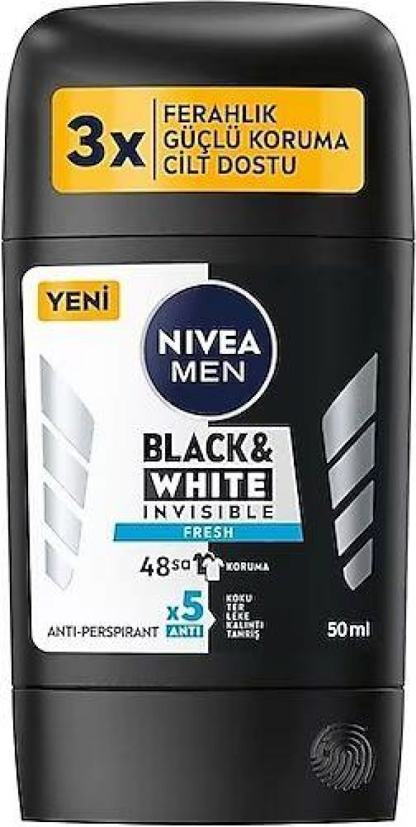 NIVEA DEO STICK 50ML INV B&W FRESH ERKEK