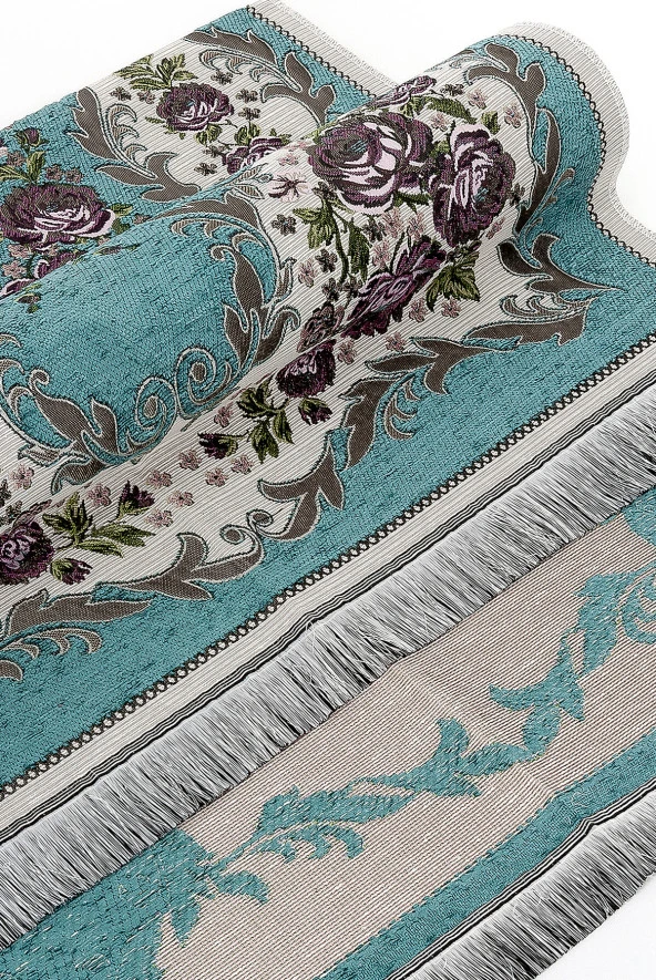 Lüks Gülce Şönil Seccade Petrol - Resim 4